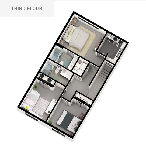 A floor plan of a third floor apartment layout.